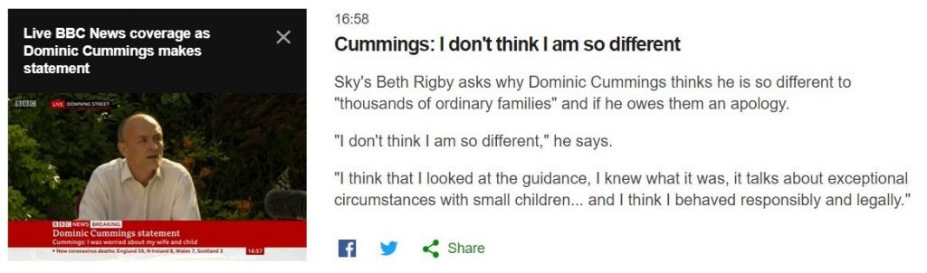 Dominic Cummings' communication, bait pink elephant, headline
