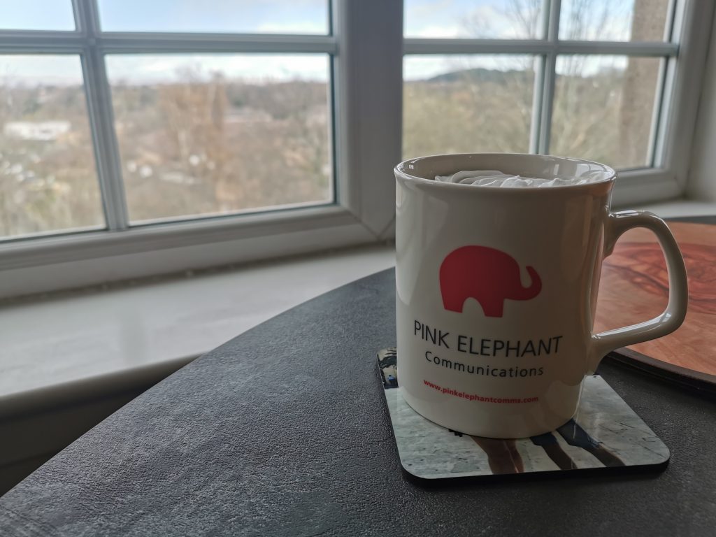 sales techniques, pink elephant mug