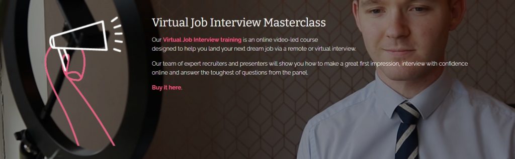 virtual job interview masterclass, pink elephant communications, thinkific site