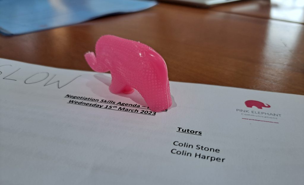 negotiation skills glasgow, pink elephant on agenda