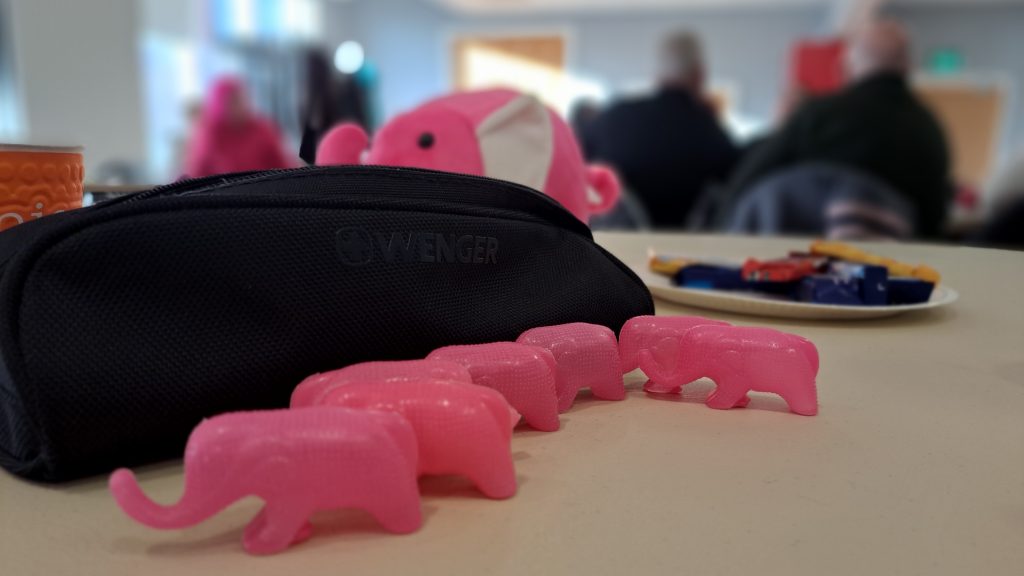 Corporate media training Scotland, pink elephants on a table